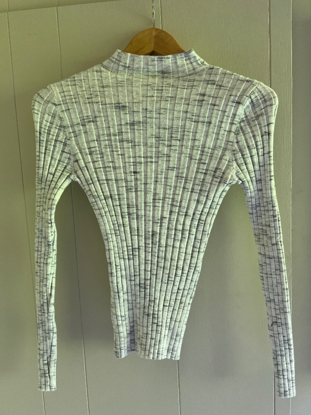 Topshop - Marled Ribbed Funnel Neck Sweater Gray